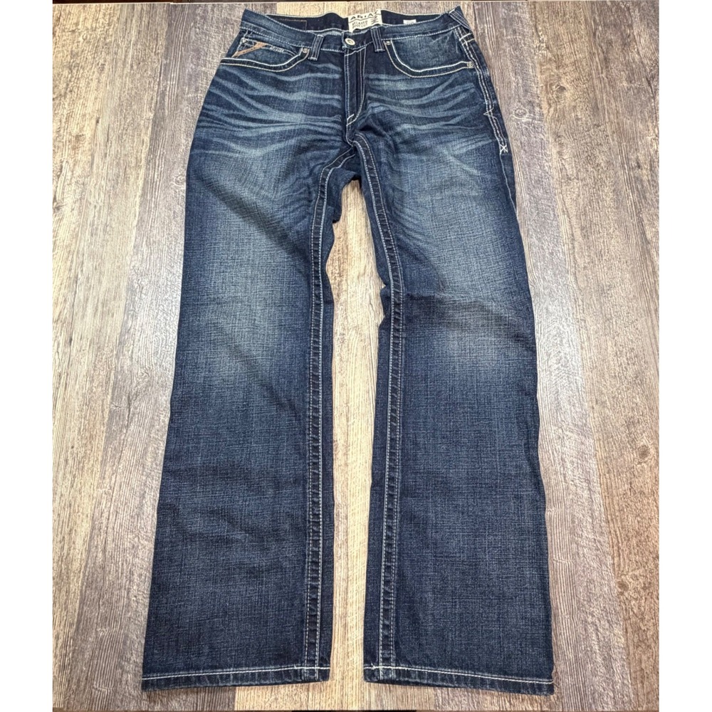 Ariat M4 Relaxed Boot Cut Jeans Men 32x34 Blue Adkins Thick Stitch Western Denim